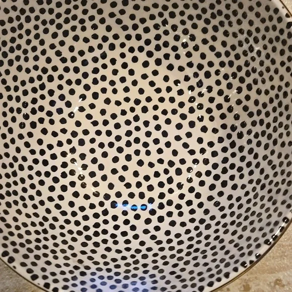 Thyme & Table Black/White Dot Stoneware Gold-Rimmed Bowl - Picture 2 of 6